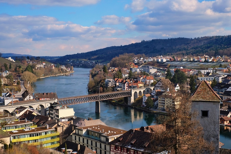 Schaffhausen city and Rhein river