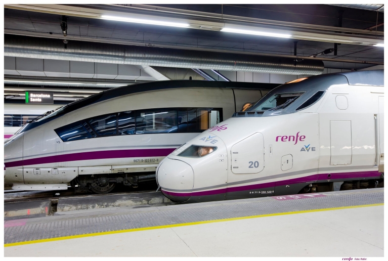 Renfe-SNCF train arriving in Barcelona