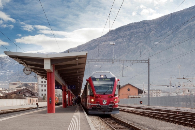 Bernina Express at train station