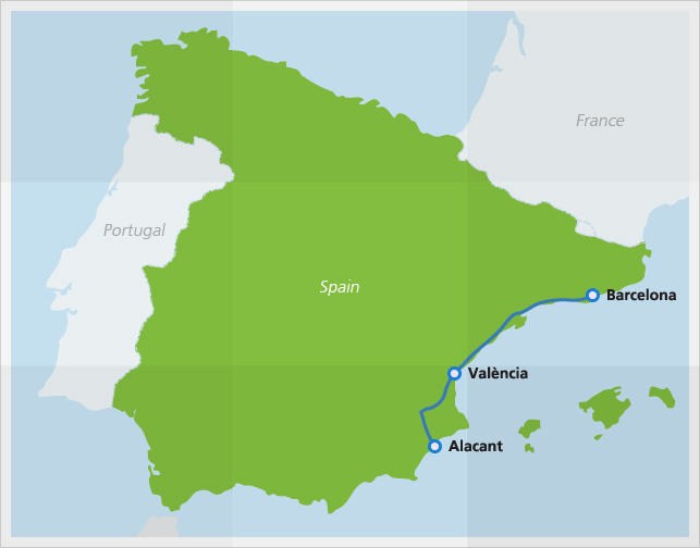 Mappa con gli itinerari Euromed