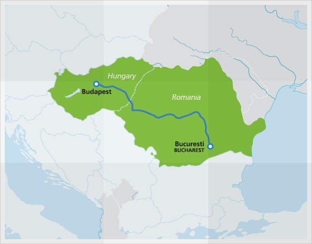 Mappa con l'itinerario dell'EuroNight Ister