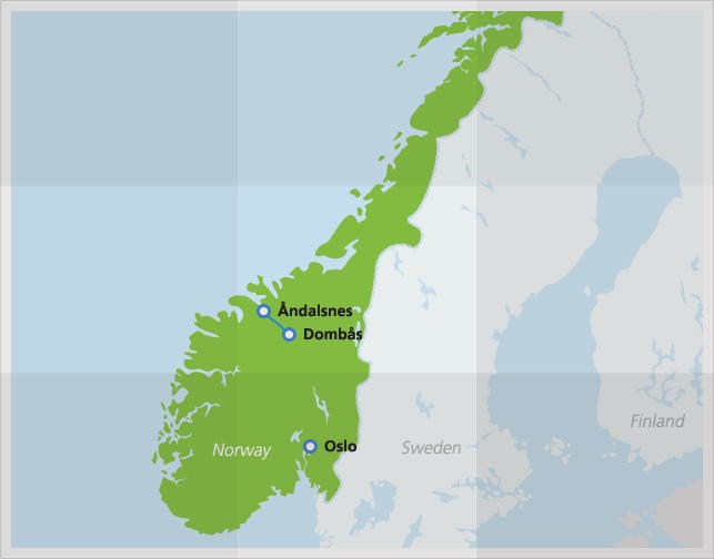 Mappa con la tratta della linea Rauma
