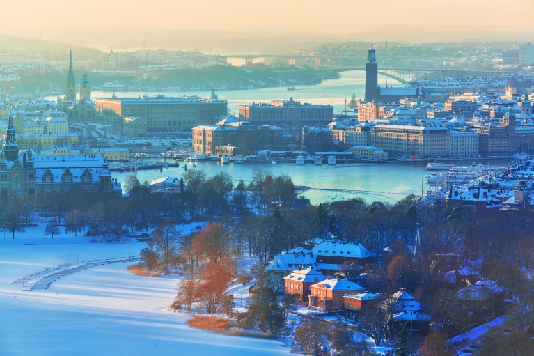 Vista di Stoccolma in inverno