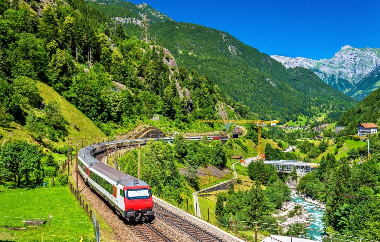 Intercity Swiss Train in Summer 