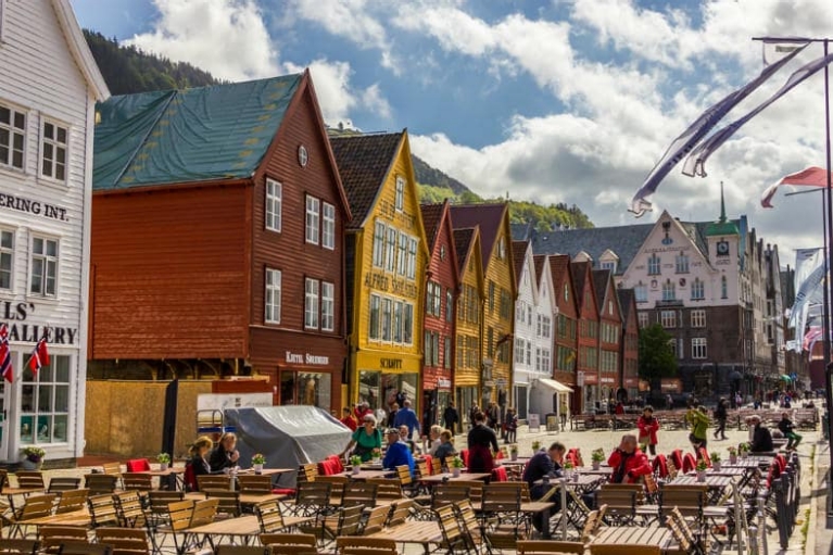 Vista de Bryggen, el antiguo muelle de Bergen