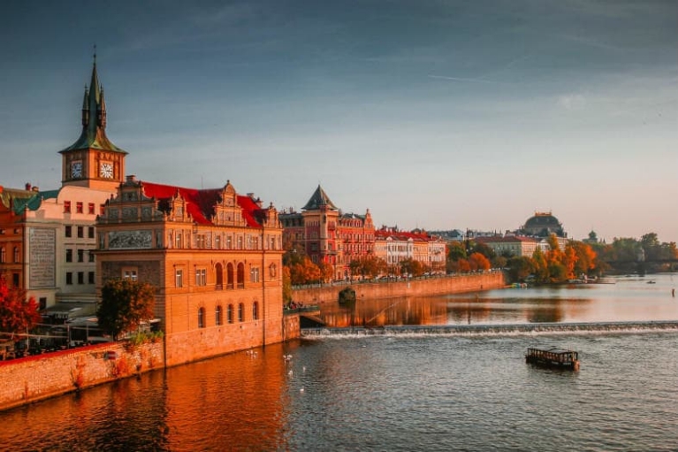 The city of Prague at sunrise