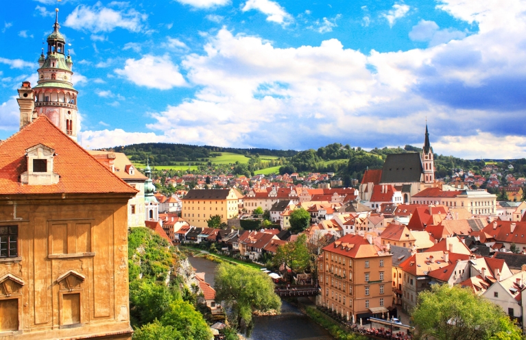 Vista della città vecchia di Český Krumlov