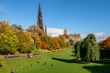 Princes Street Gardens with view of Scott Monument