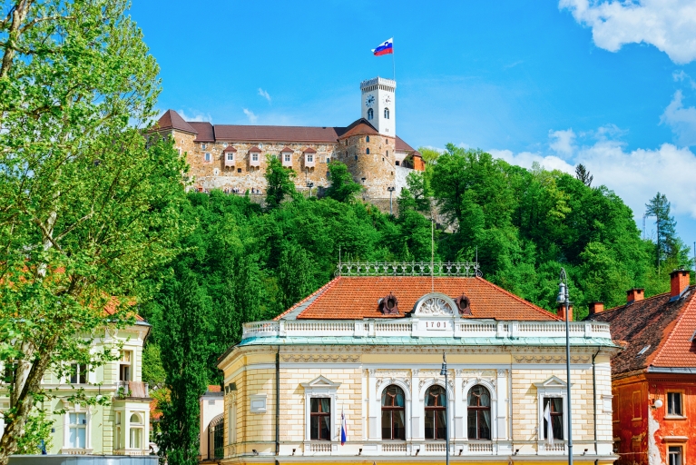 Congresplein en kasteel van Ljubljana