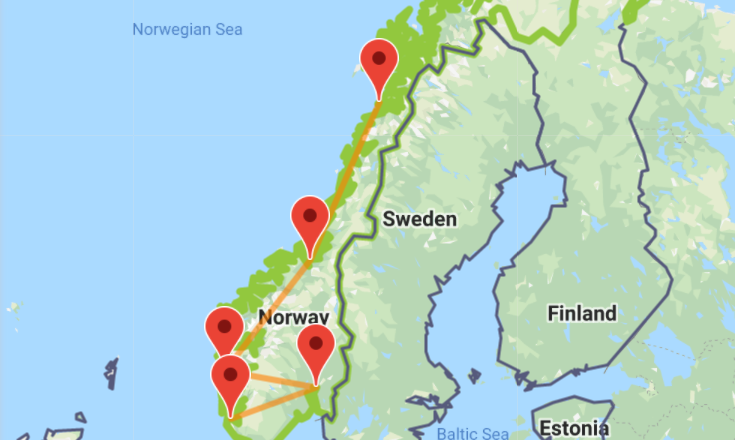 Norway itinerary map