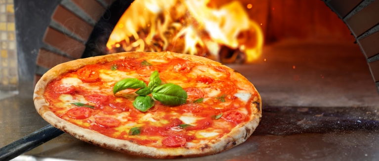 Pizza Margherita in oven