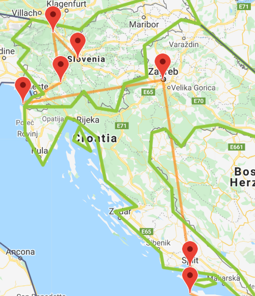 Slovenia and Croatia map